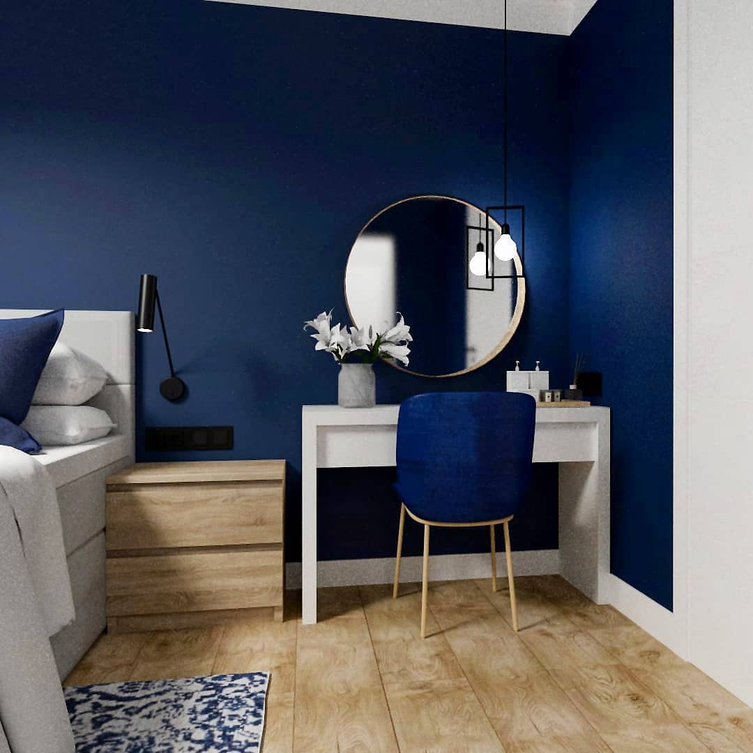 dark blue bedroom