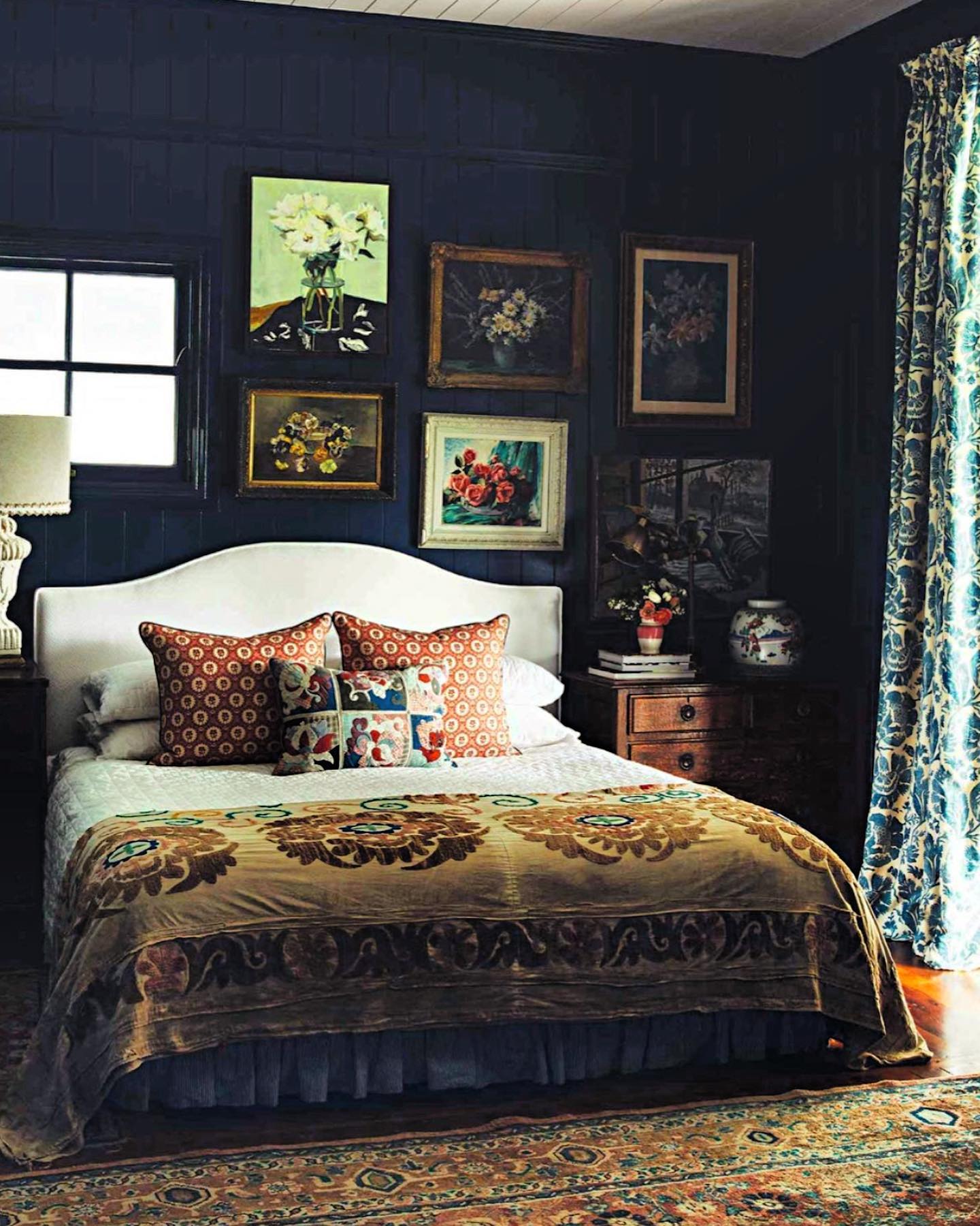 dark blue bedroom