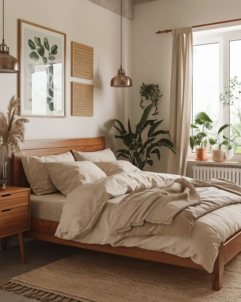 wooden headboard bedroom