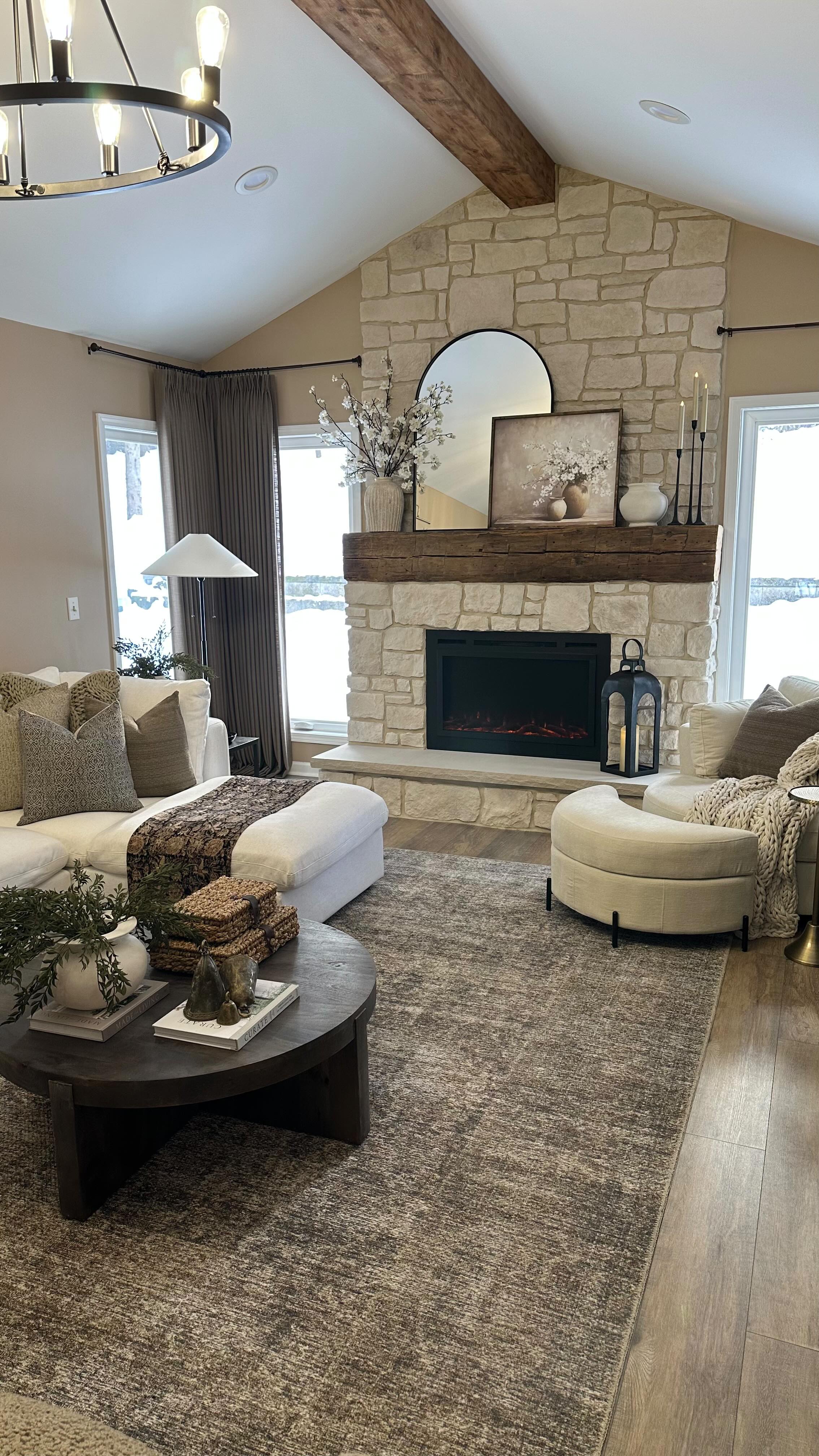 stone fireplace living room