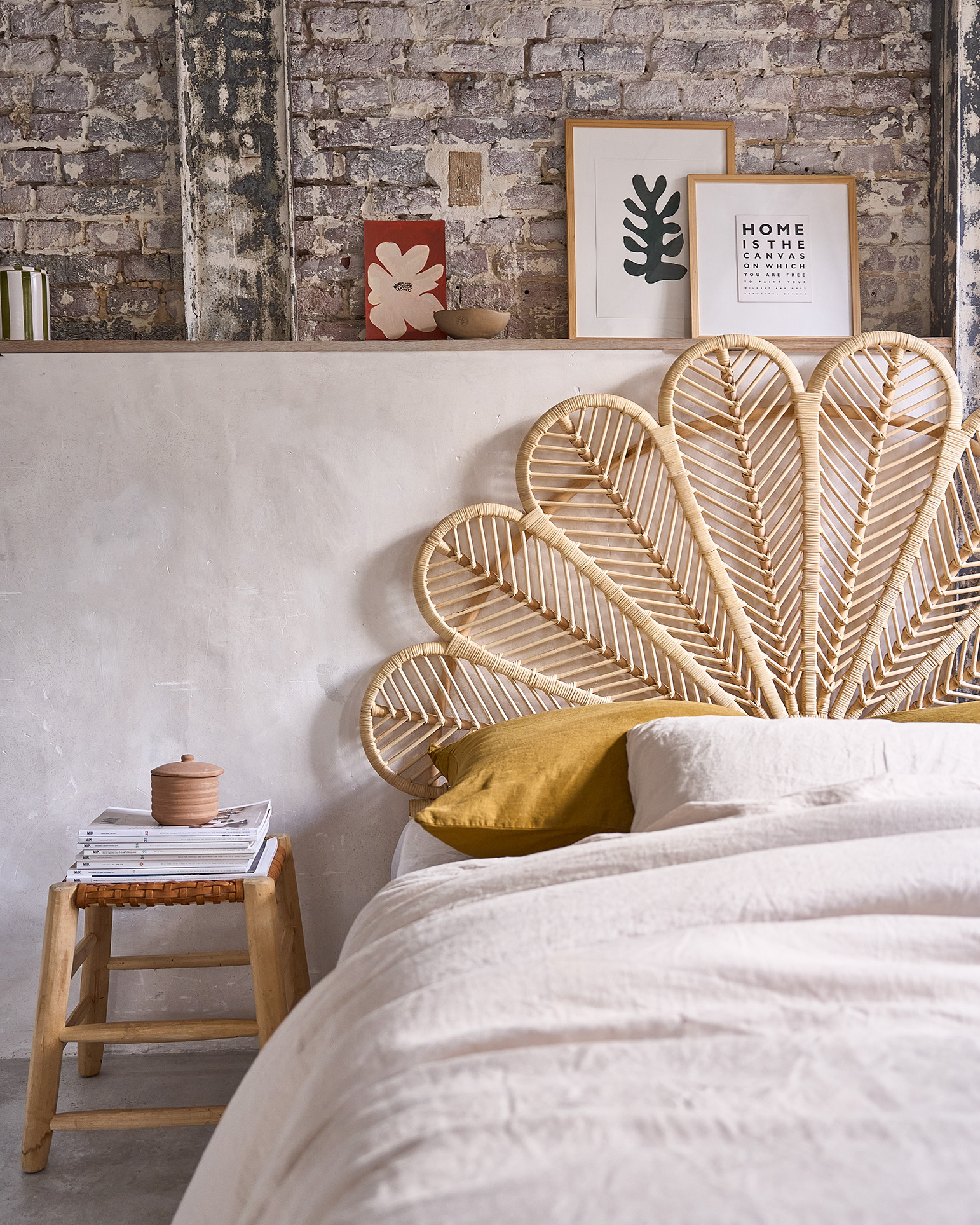 rattan headboard bedroom