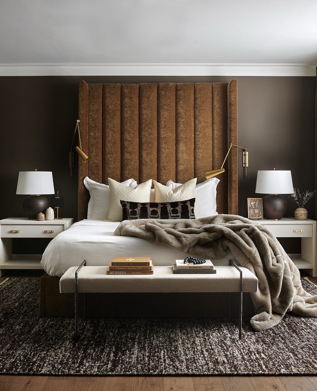 velvet headboard bedroom