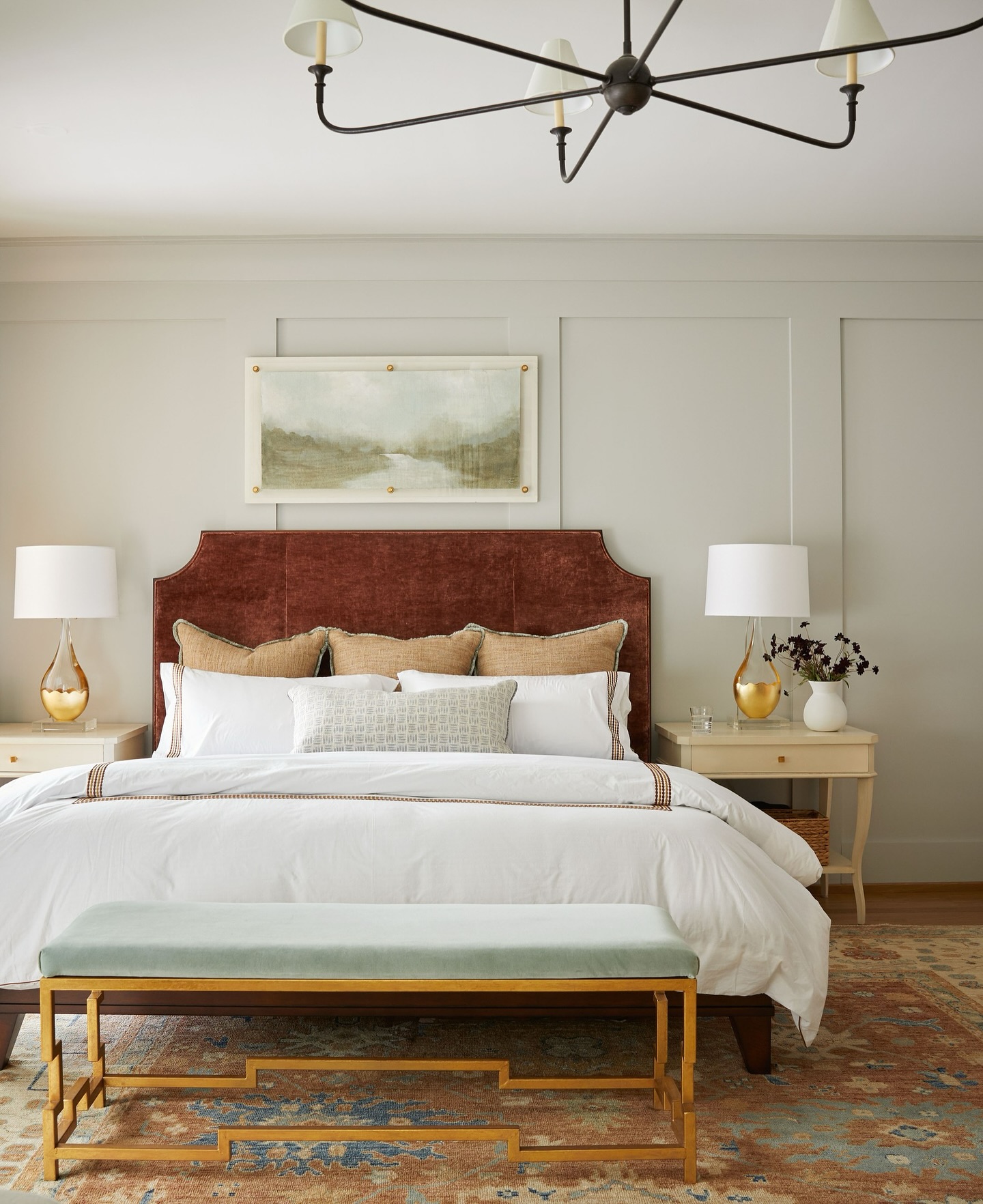 velvet headboard bedroom