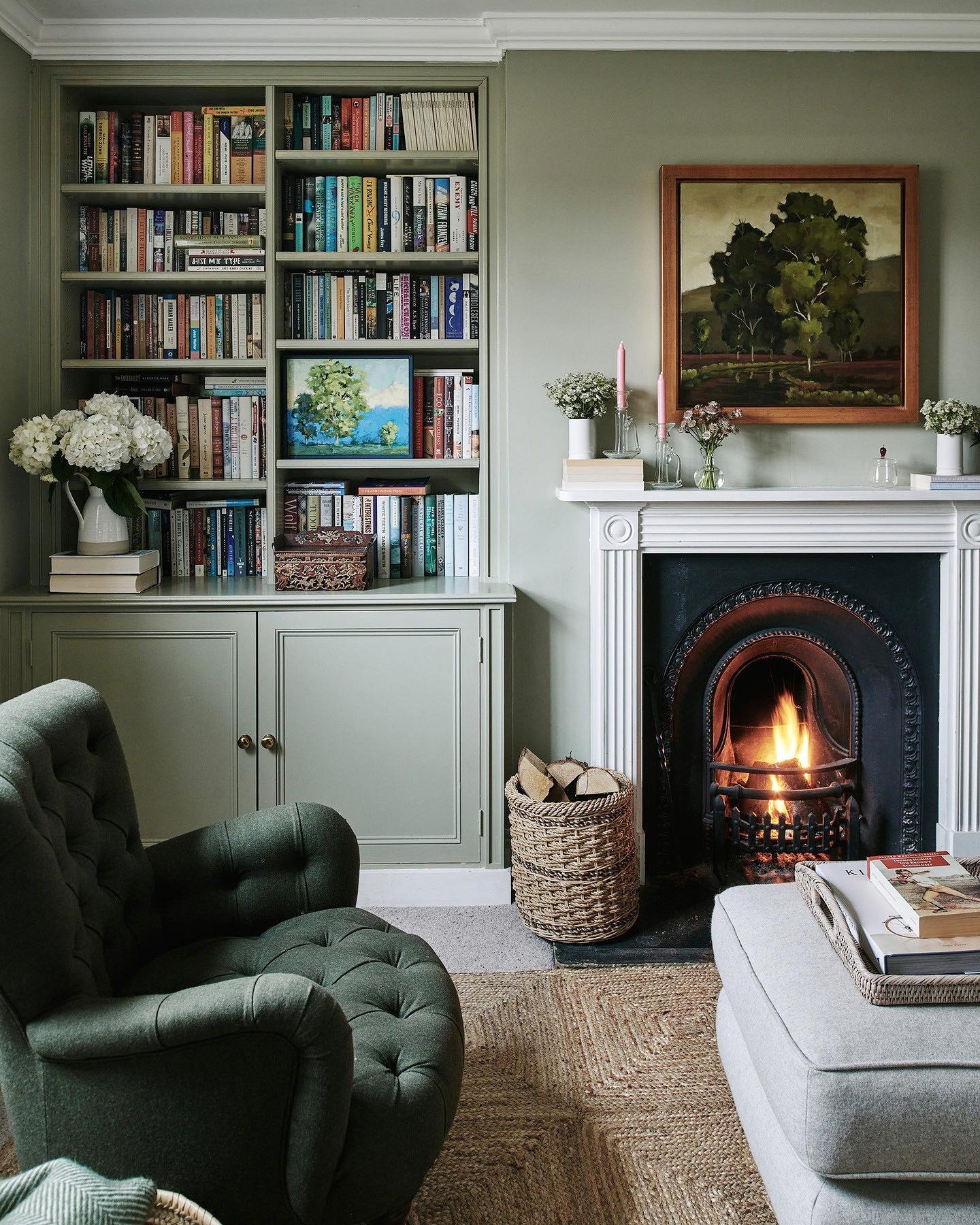 sage green living room