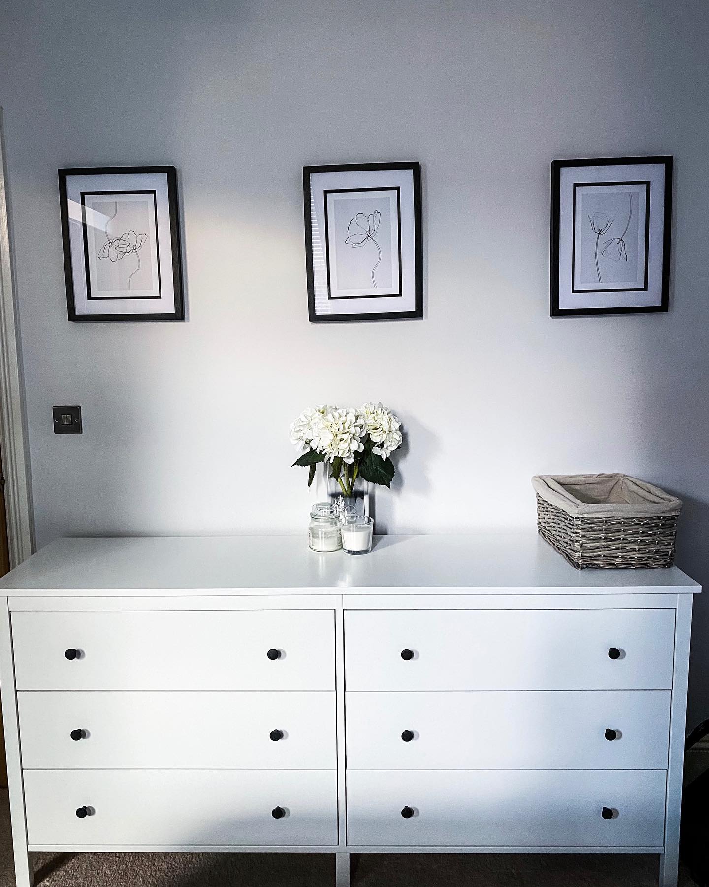 grey and white bedroom