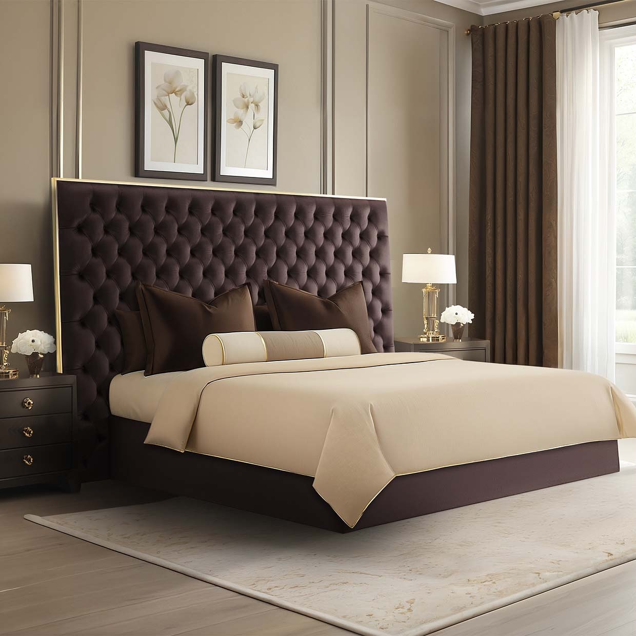 velvet headboard bedroom