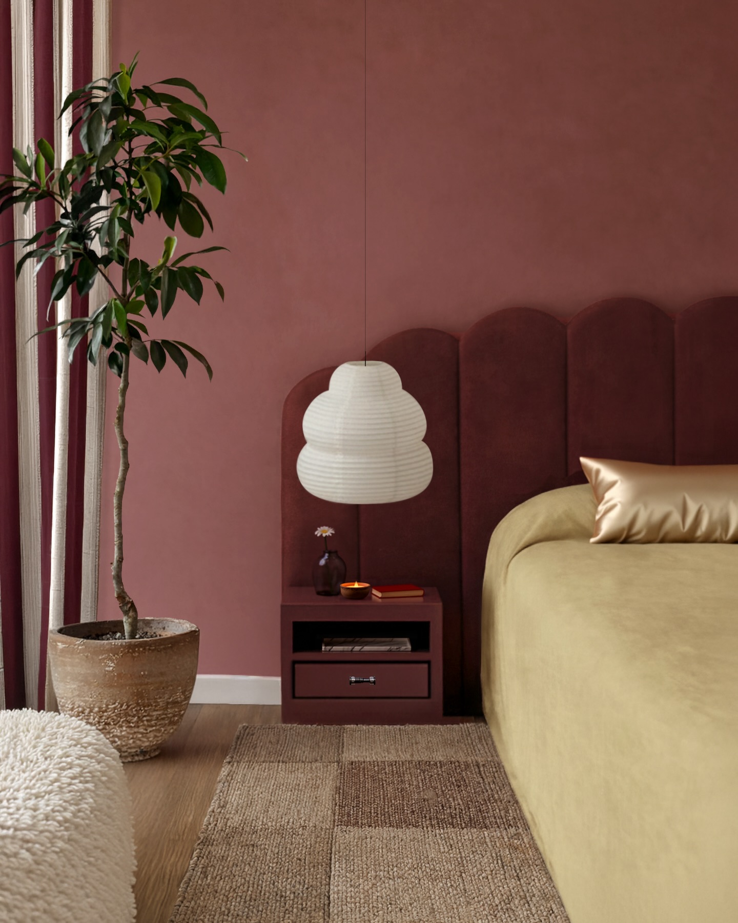 velvet headboard bedroom