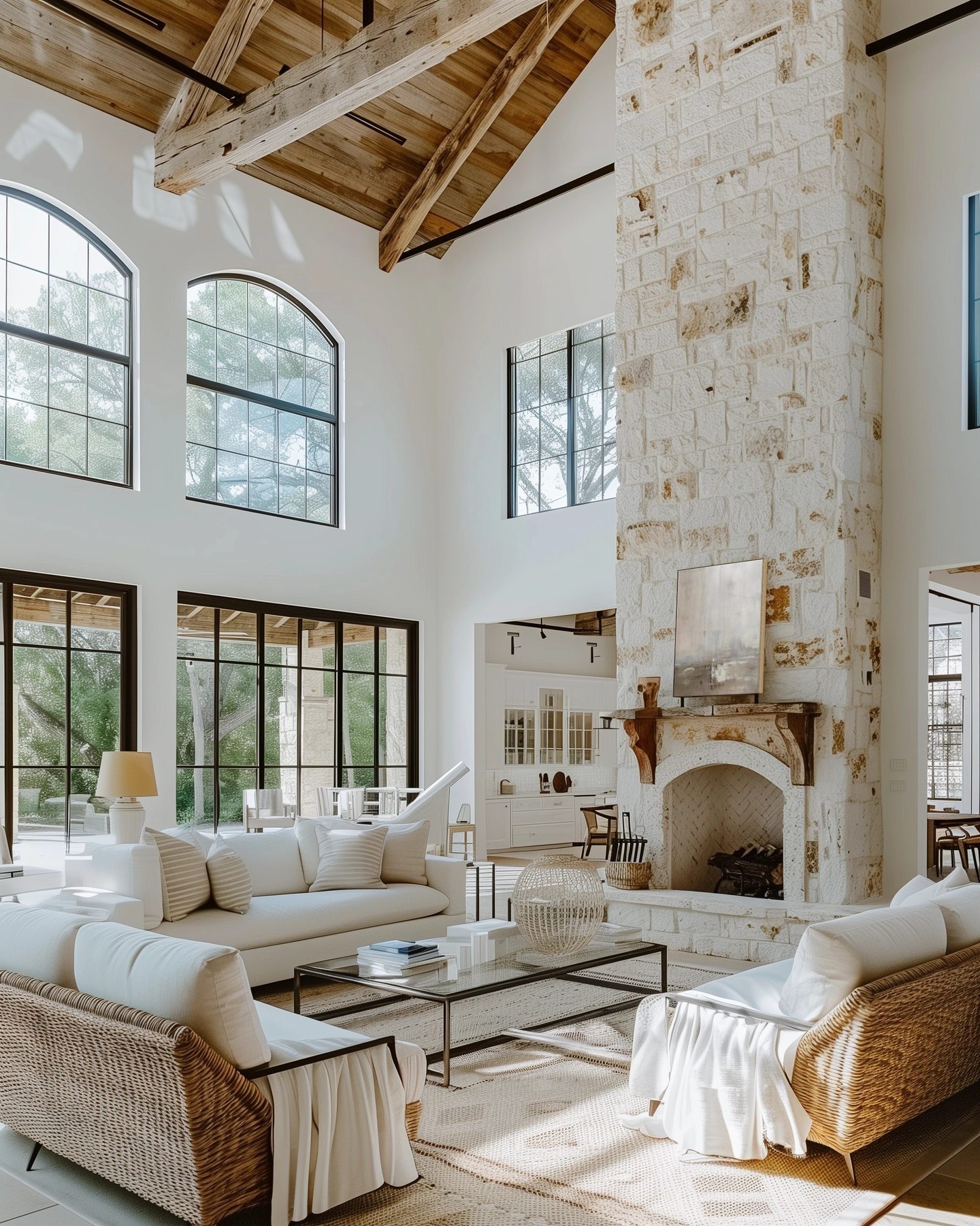 stone fireplace living room