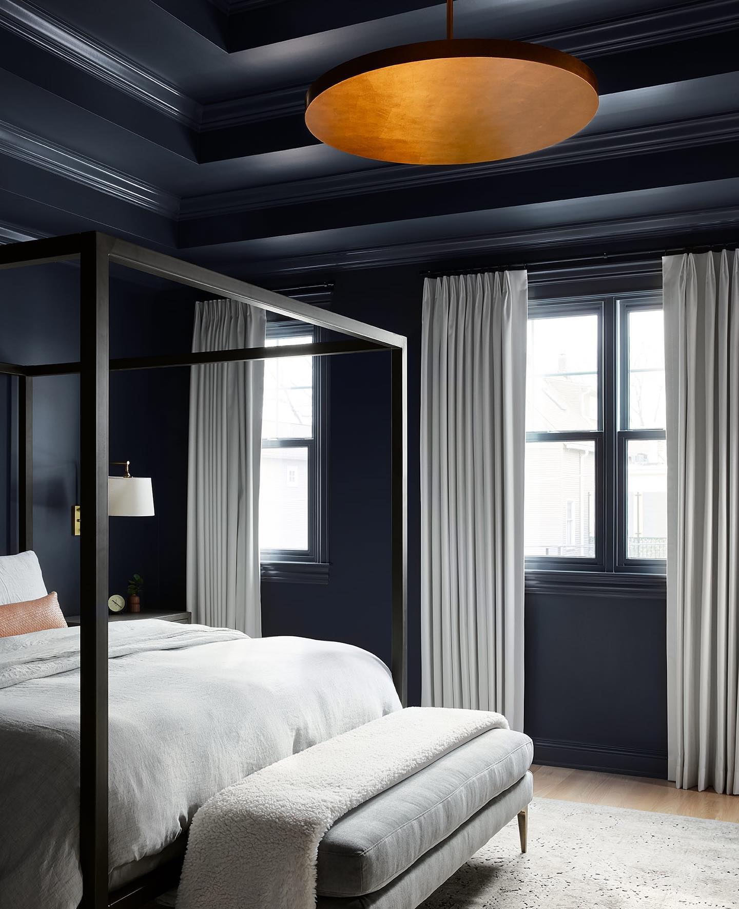 monochromatic blue bedroom
