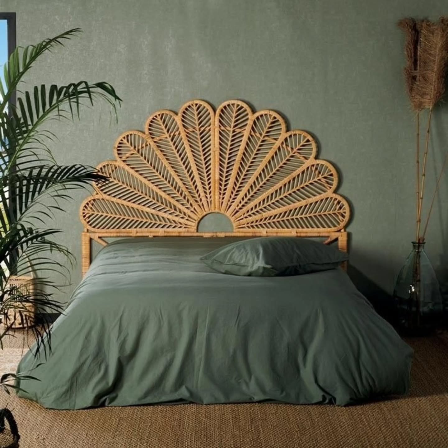 rattan headboard bedroom
