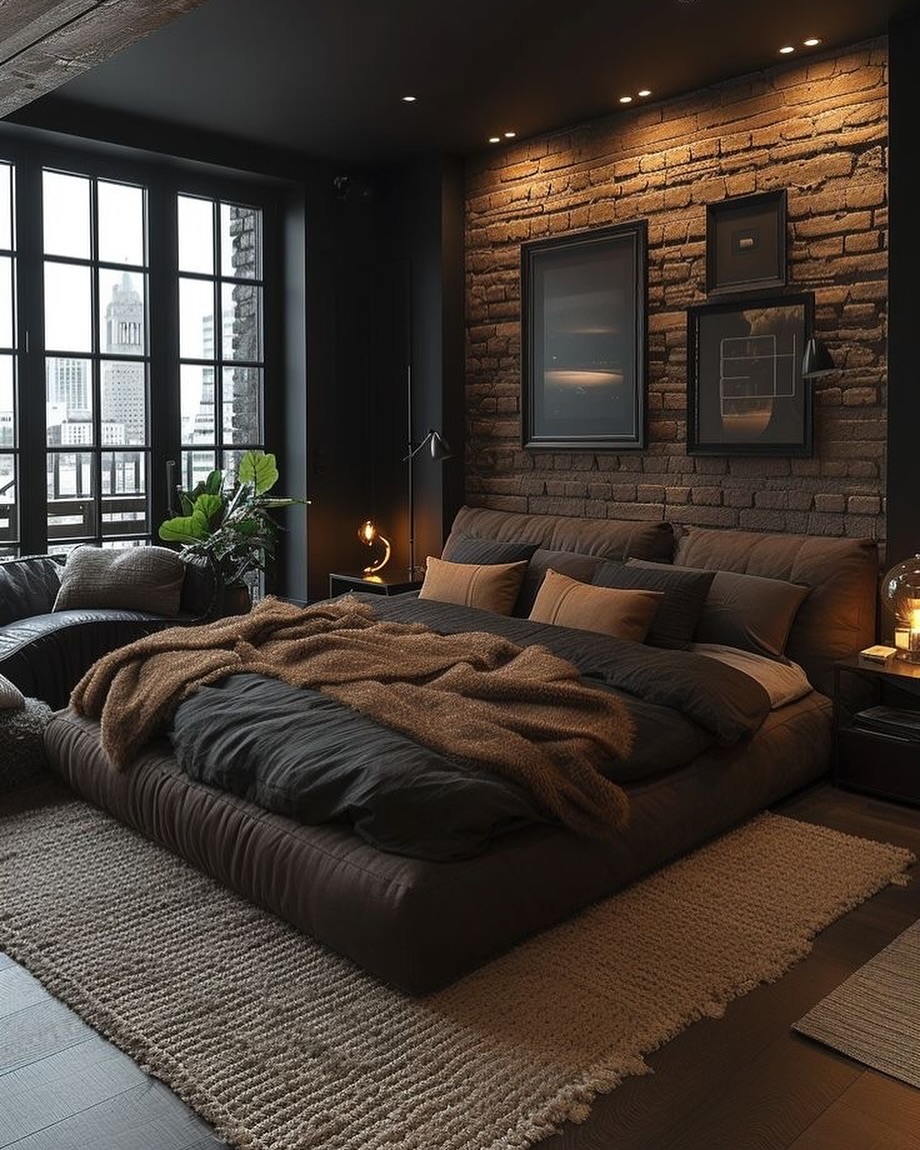 dark blue bedroom