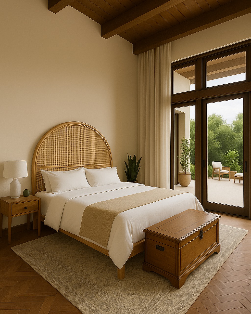 rattan headboard bedroom