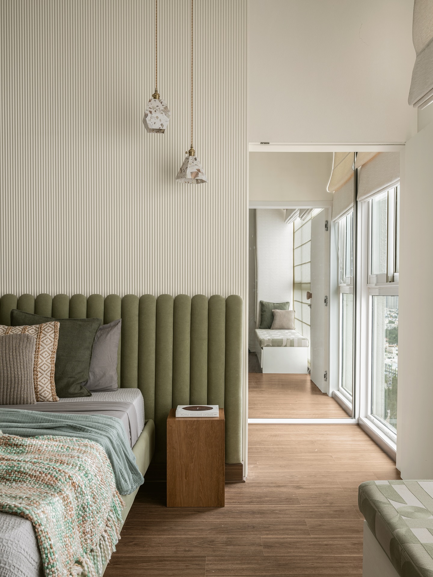 wooden headboard bedroom