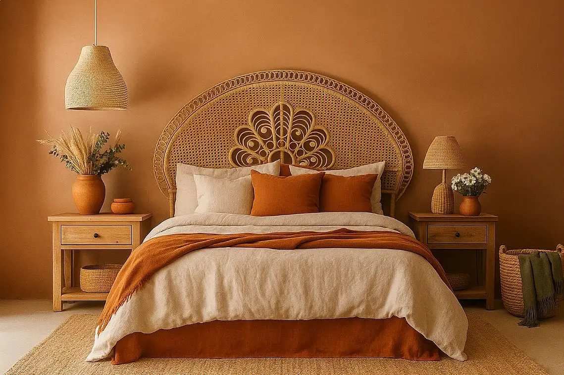rattan headboard bedroom