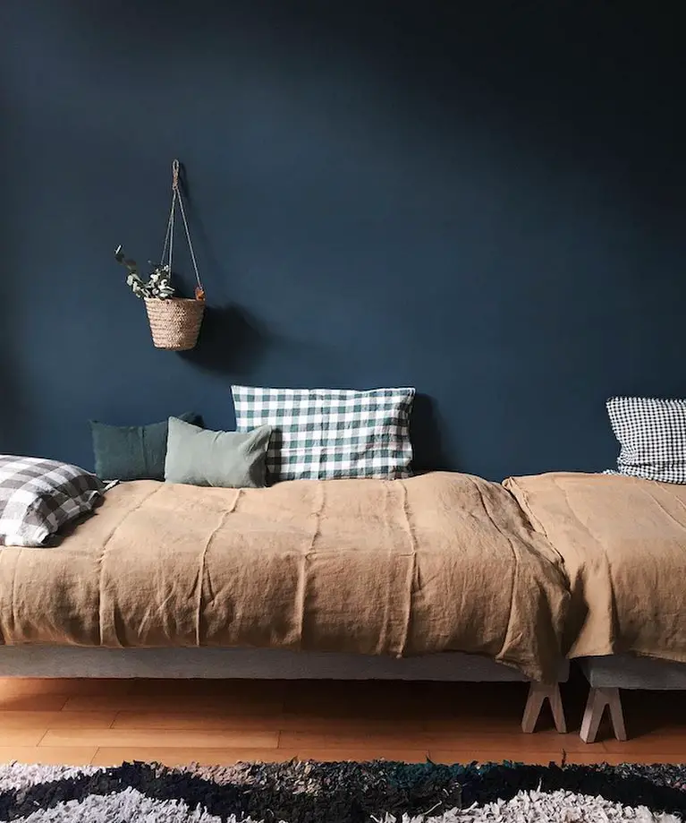 dark blue bedroom