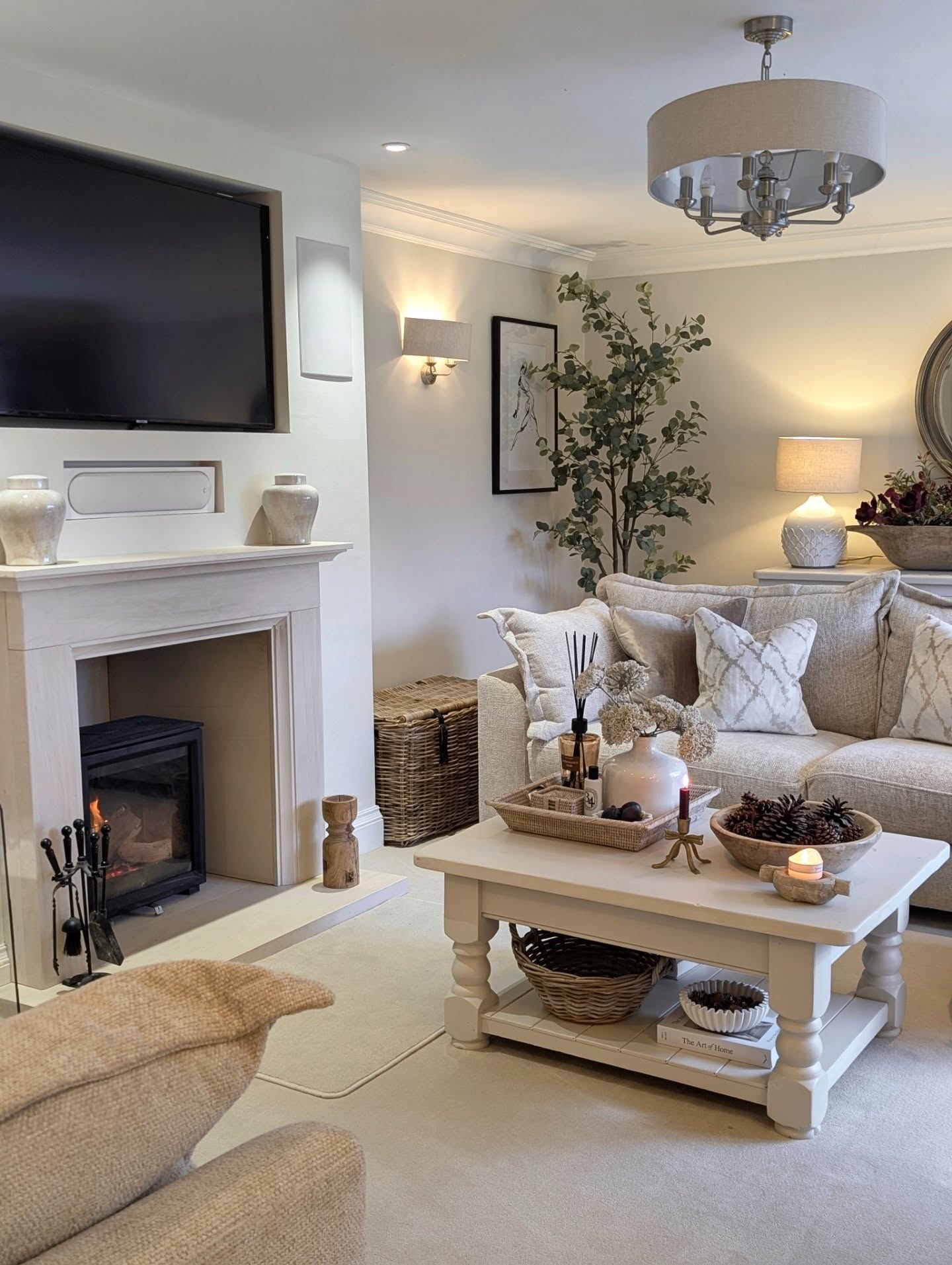 beige living room aesthetic