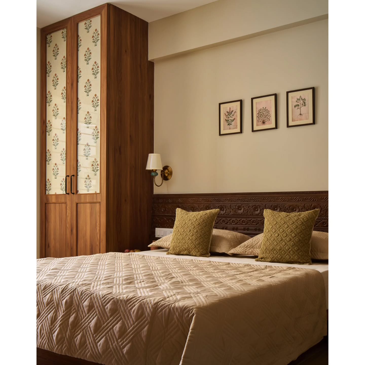 wooden headboard bedroom