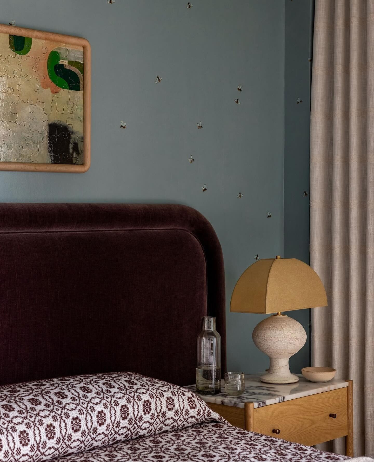 monochromatic blue bedroom