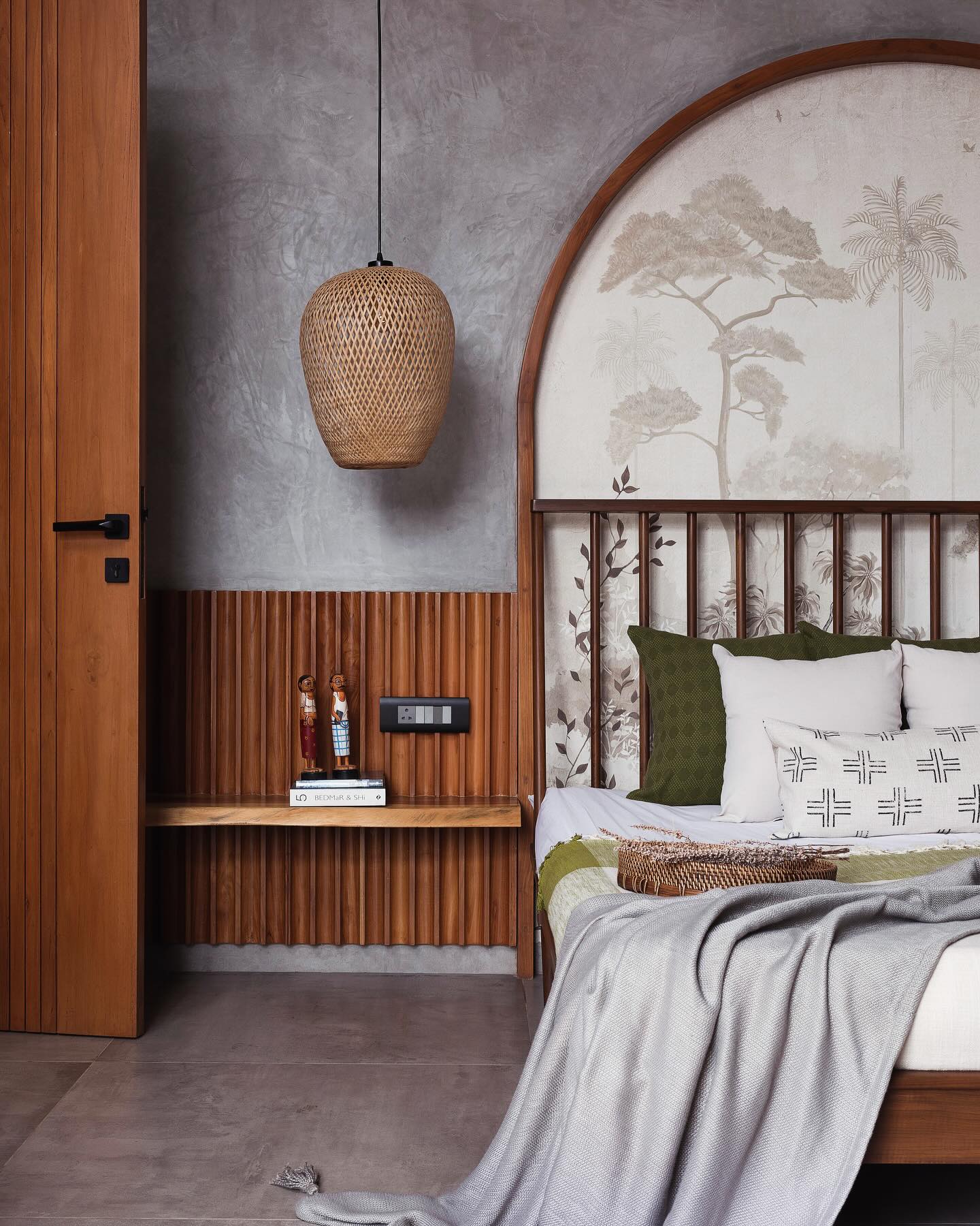 wooden headboard bedroom