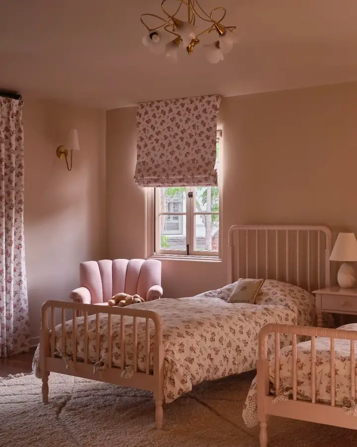 blush pink and grey bedroom