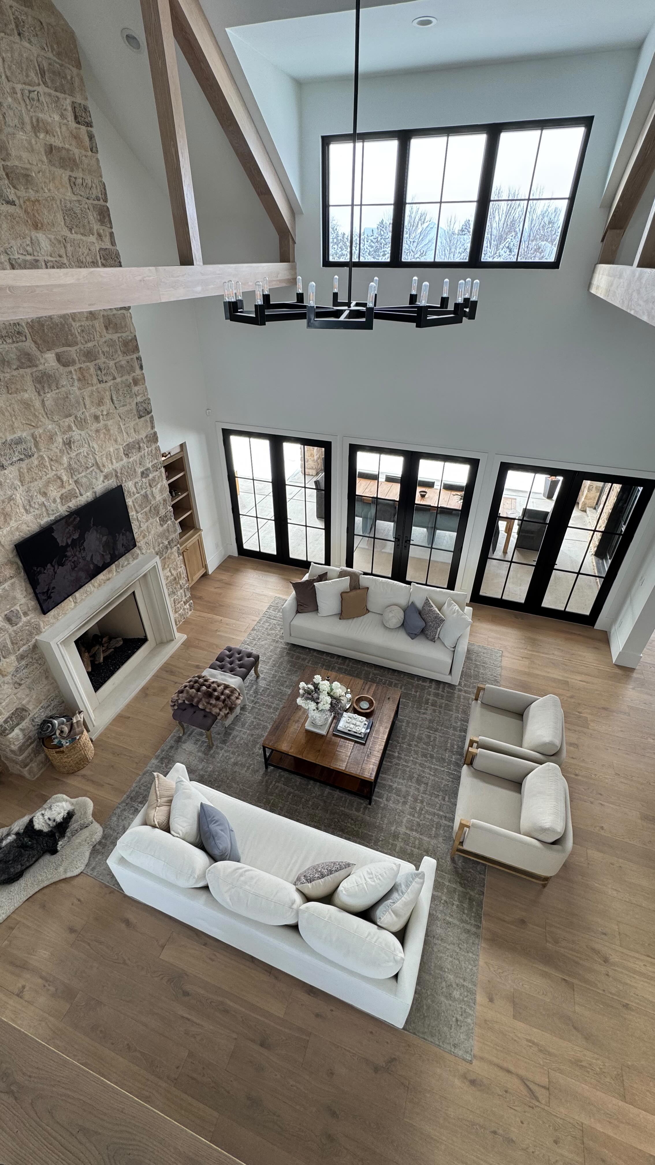stone fireplace living room