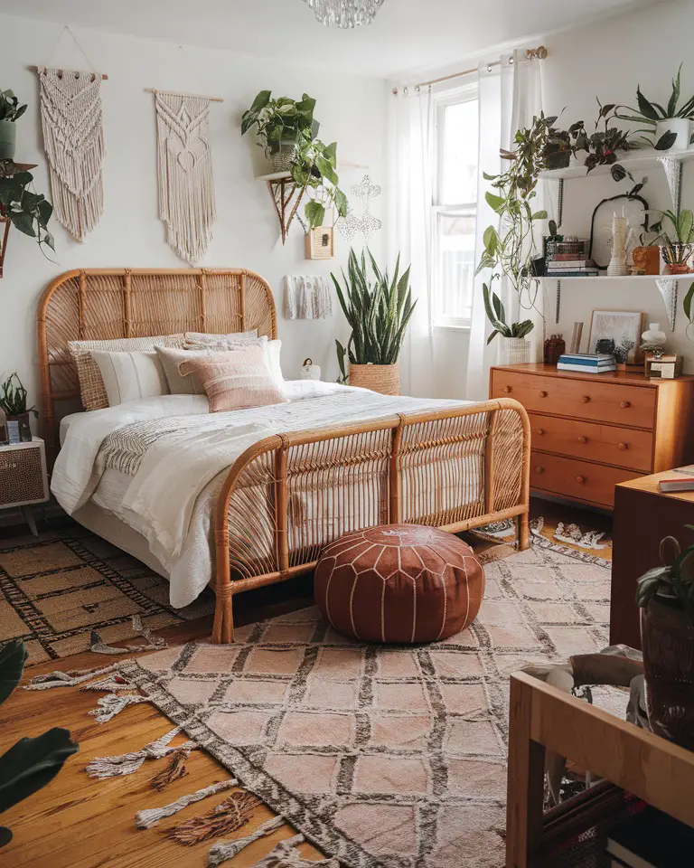 rattan headboard bedroom