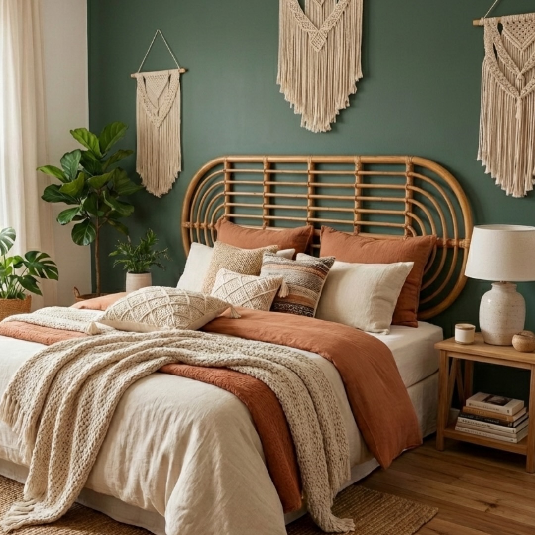 rattan headboard bedroom