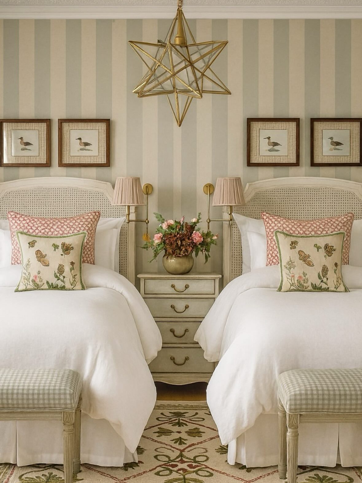 blush pink and grey bedroom